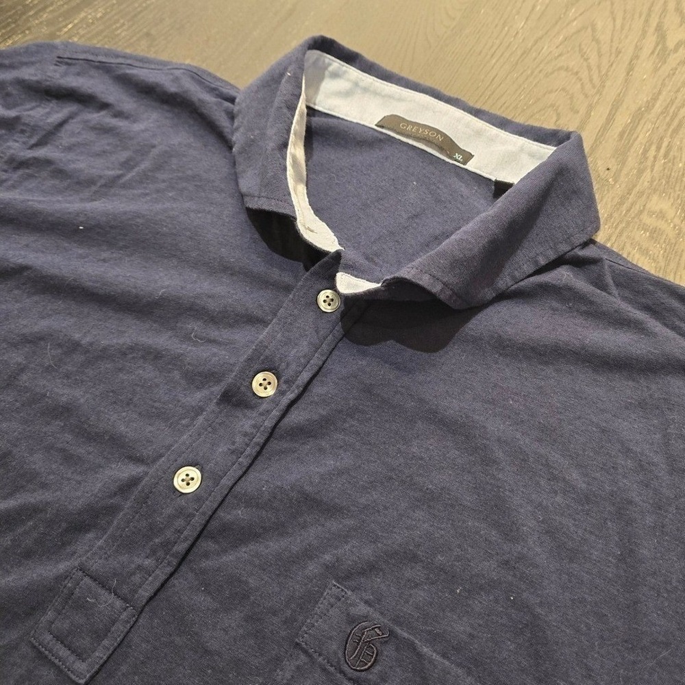Greyson Mens XL‎ Navy Blue Pima Cotton Blend Short Sleeve Pocket Polo Shirt